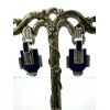 Boucles d'oreilles style art déco en argent et lapis lazuli