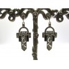 Boucles d'Oreilles Pendantes en Argent et Onyx