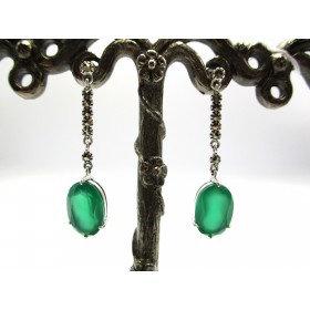 Boucles d'Oreilles Vintage en argent et Agate