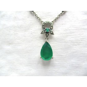 Collier Long Vintage en argent et Agate