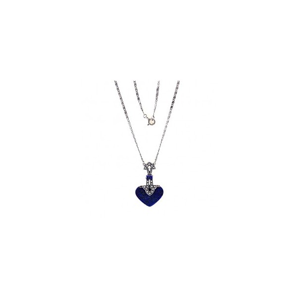 Collier Long Vintage en Argent  avec Lapis Lazuli et Nacre