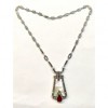 Collier Long Vintage en Argent avec Nacre et Cornaline