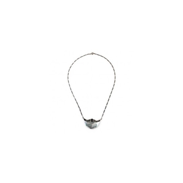 Collier Vintage en Argent avec Nacre et Grenat