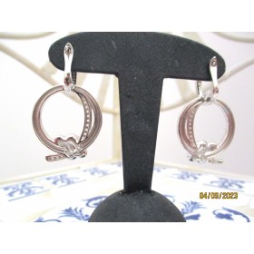 Boucles d' Oreilles Anneaux en Argent et Zirconium