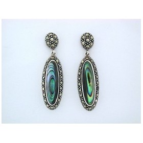 Boucles d'Oreilles en Argent et Pierre Abalone