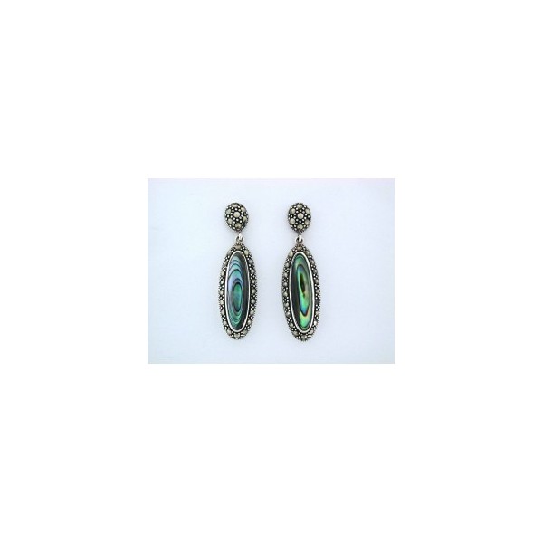 Boucles d'Oreilles en Argent et Pierre Abalone