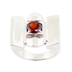 Bague Art Déco Tank en Argent 925 et Grenat