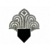 Broche Art Déco en Argent 925 et Onyx Noir