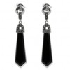 Boucles d'Oreilles Pendantes en Argent et Onyx Noir