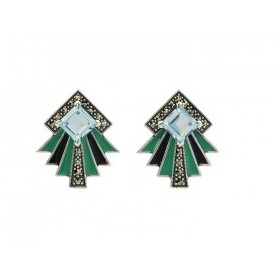 Boucles d'Oreilles Art déco en Argent et Topaze