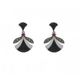 Boucles d'Oreilles Vintage en Argent et Rubis