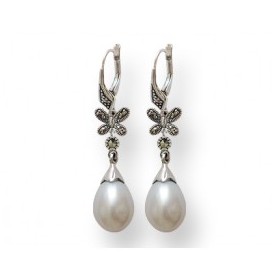 Boucles d'oreilles Pendantes en Argent et Perles de Culture