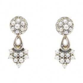 Boucles d'Oreilles Vintage Pendantes en Argent et Perles de Culture