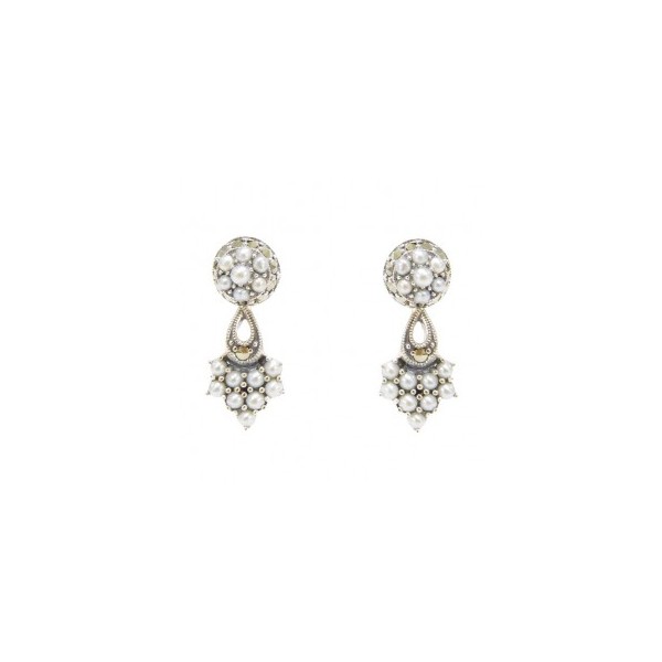 Boucles d'Oreilles Vintage Pendantes en Argent et Perles de Culture