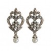 Boucles d'Oreilles Vintage Pendantes en Argent et Perles de Culture