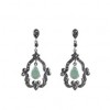 Boucles d'Oreilles Vintages Pendantes en Argent et Jade