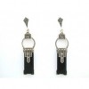 Boucles d'Oreilles Art déco Pendantes en Argent et Onyx