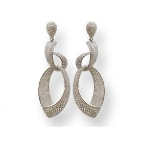 Boucles d'Oreilles Pendantes en Argent et Zirconium