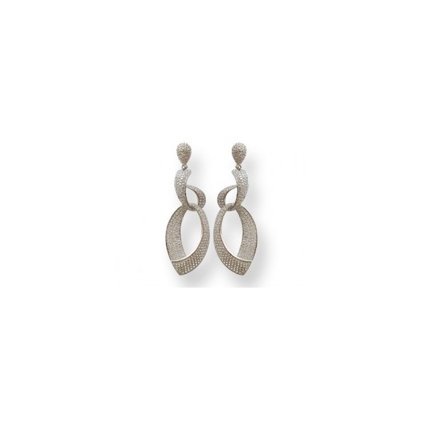 Boucles d'Oreilles Pendantes en Argent et Zirconium