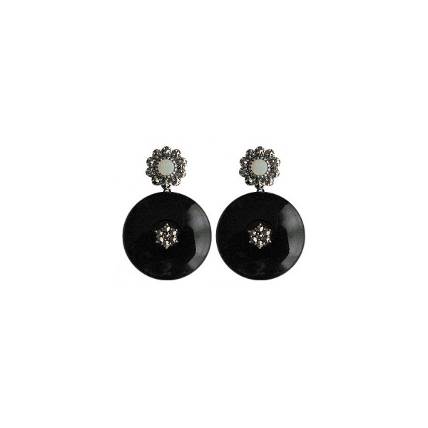 Boucles d'Oreilles Pendantes en Argent avec Pierres d'Onyx et Opale