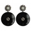 Boucles d'Oreilles Pendantes en Argent avec Pierres d'Onyx et Opale