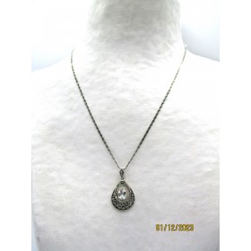 Collier Art Déco en Argent 925 Pierre de Zirconium