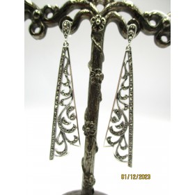 Boucles d'Oreilles Art Déco Pendantes en Argent