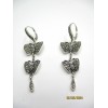 Boucles d' Oreilles Vintage Pendantes Papillons en Argent