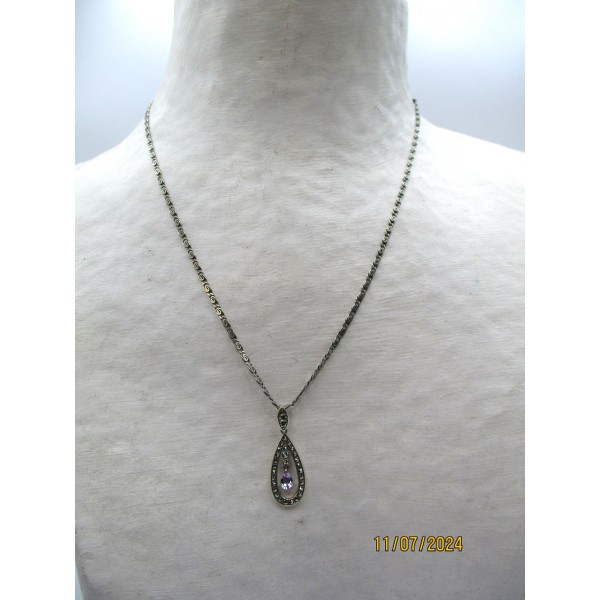 Collier Art Déco en Argent et Améthyste