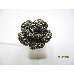 Bague Rose Art Déco en Argent et Marcassites