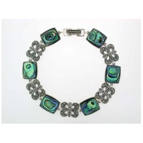 Bracelet Vintage en argent et Abalones Vertes
