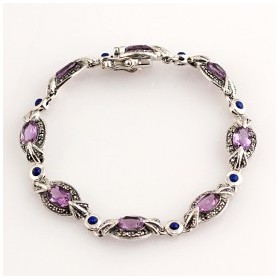 Bracelet Vintage en Argent avec Améthyste et Lapis Lazuli