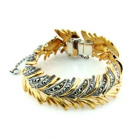 Bracelet Art Déco en argent et Vermeil