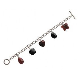 Bracelet Vintage Charms en Argent avec Cornaline et Onyx Noir