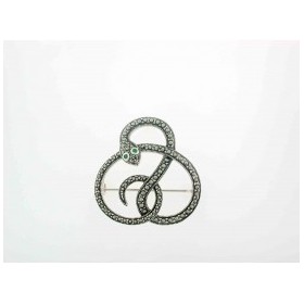 Broche Serpent Art Déco en Argent et émeraude