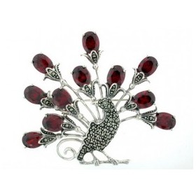 Broche Art Déco en Argent et Grenat