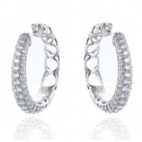 Boucles d'oreilles anneaux Vintage en Argent et Zirconium