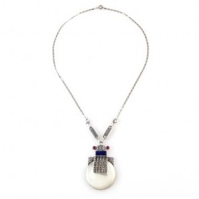 Collier Vintage en Argent avec Nacre et Lapis Lazuli
