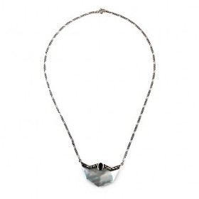 Collier Art Déco en Argent avec Nacre et Grenat