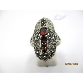 Bague Art déco en Argent et Grenat