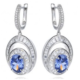 Boucles d'oreilles pendantes en Argent et Zirconium