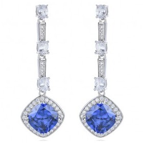 Boucles d'oreilles Vintage Pendantes en Argent et Zirconium