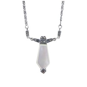 Collier long Art Déco Argent et Nacre