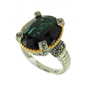 Bague Art Déco en Plaqué Or et Argent