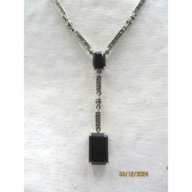 Collier Art Déco en Argent et Onyx Noir