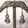 Boucles d'oreilles art déco en argent avec marcassites et améthyste