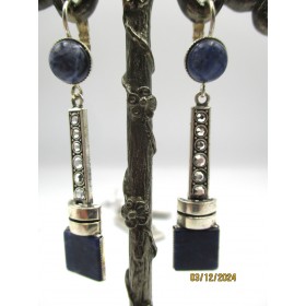 Boucles d'Oreilles Pendantes Art déco en Lapis Lazuli