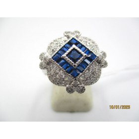 Bague Art Déco avec émail et Argent