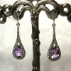 Boucles d'oreilles vintage goutte en argent et améthyste