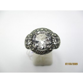 Bague Art Déco en Argent et Topaze